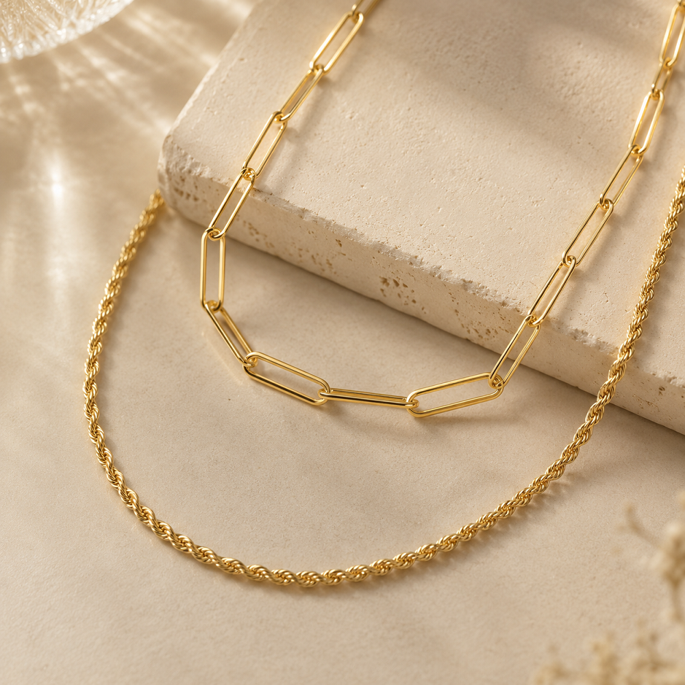Glownim Chain Necklace Chain Stacking Multiple Thin Chain Ladies Stainless Steel Chain Jewelry,Swim-Friendly, Tarnish Resistant