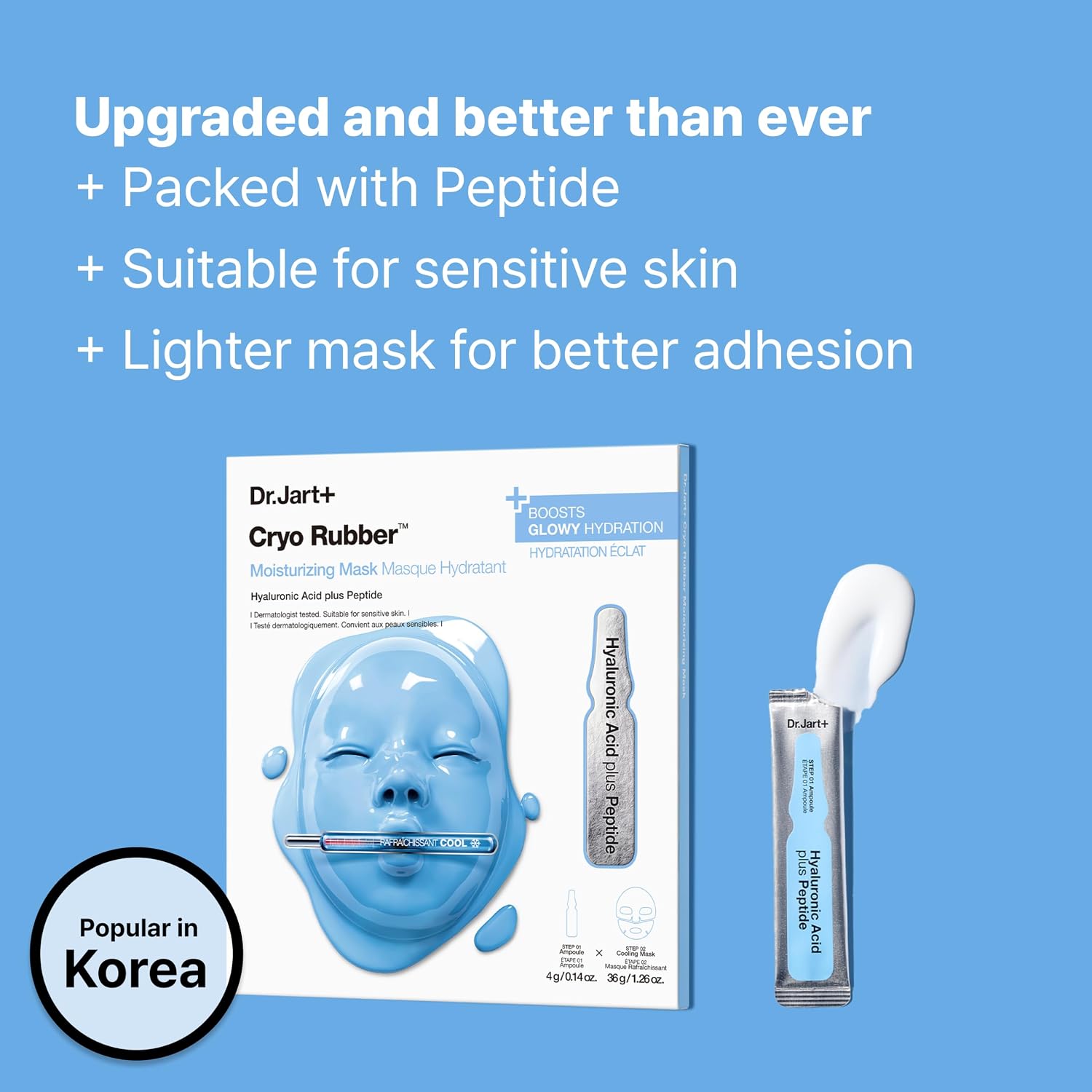Dr.Jart+ Cryo Rubber Moisturizing Mask, 4 g Ampoule + 40 g Rubber Mask,1 Sheet|Korean Face Mask