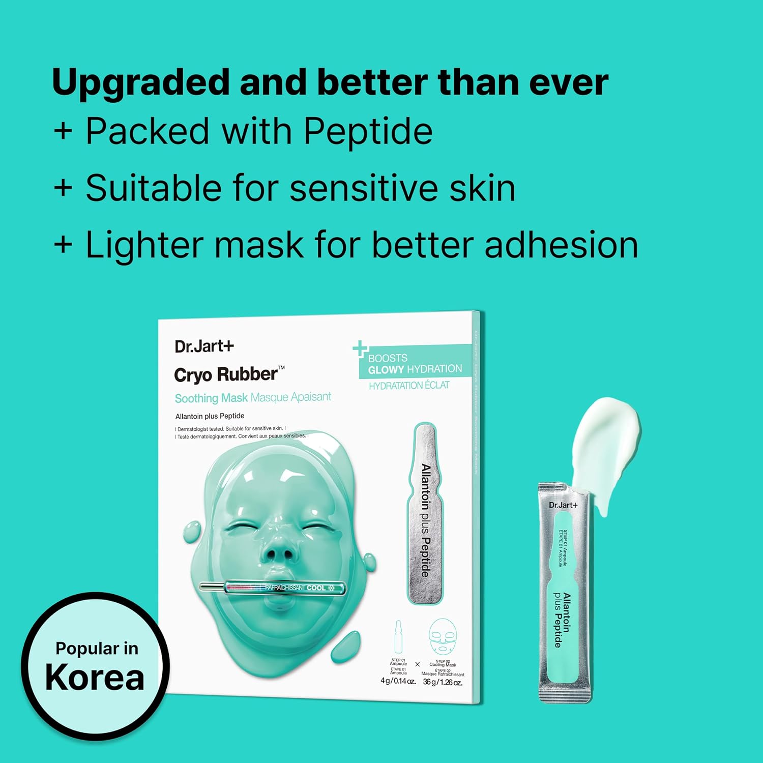 Dr.Jart+ Cryo Rubber Soothing Mask, 4 g Ampoule + 40 g Rubber Mask,1 Sheet|Korean Face Mask