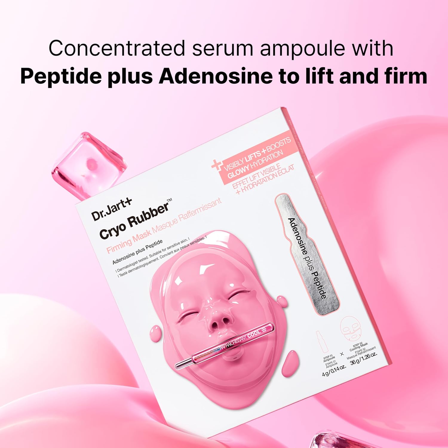 Dr.Jart+ Cryo Rubber With Firming Collagen Mask, 4 g Ampoule + 40 g Rubber Mask,1 Sheet|Korean Face Mask