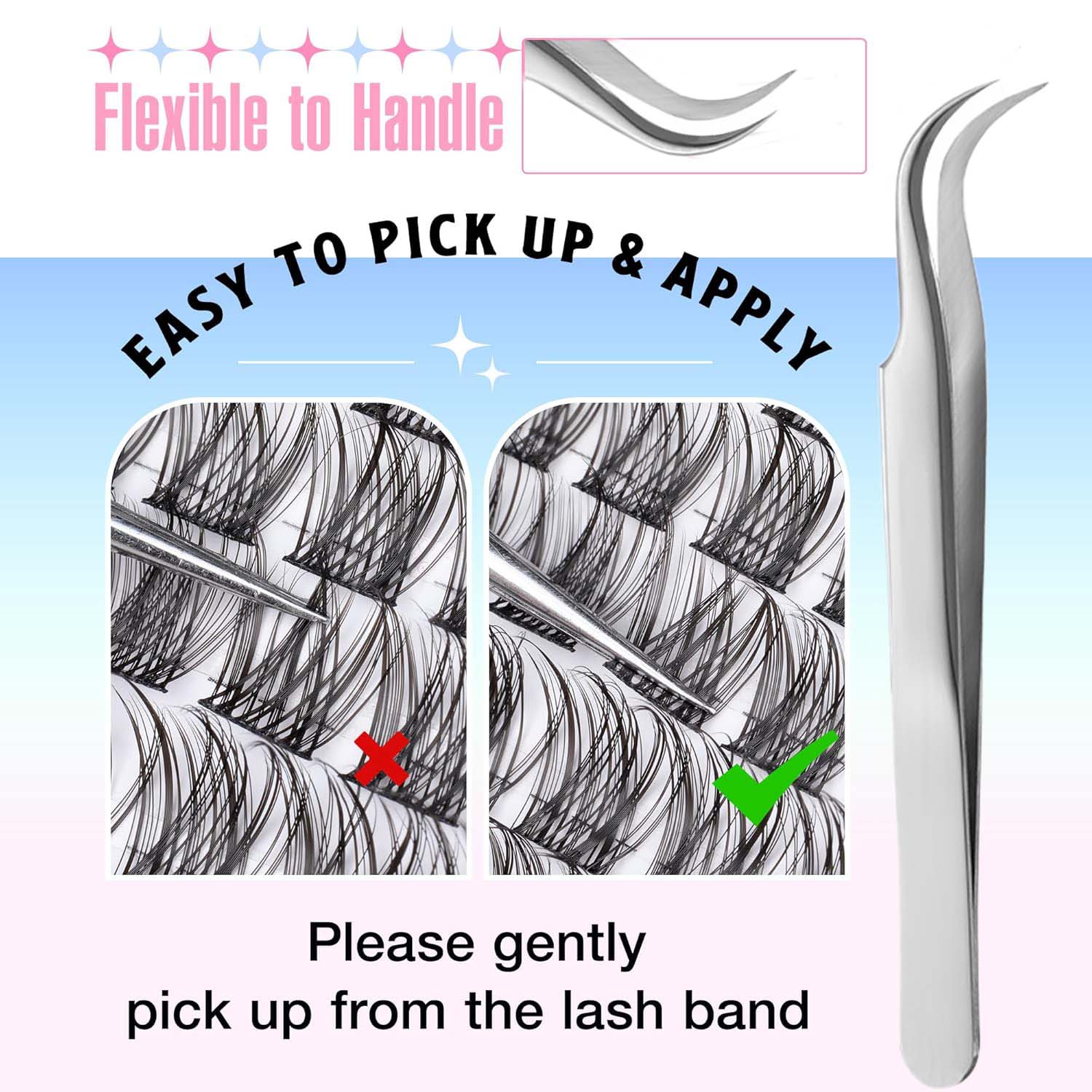 Pre-glued Lashes 60pcs Natural Look Reusable Cluster Lashes,5-1