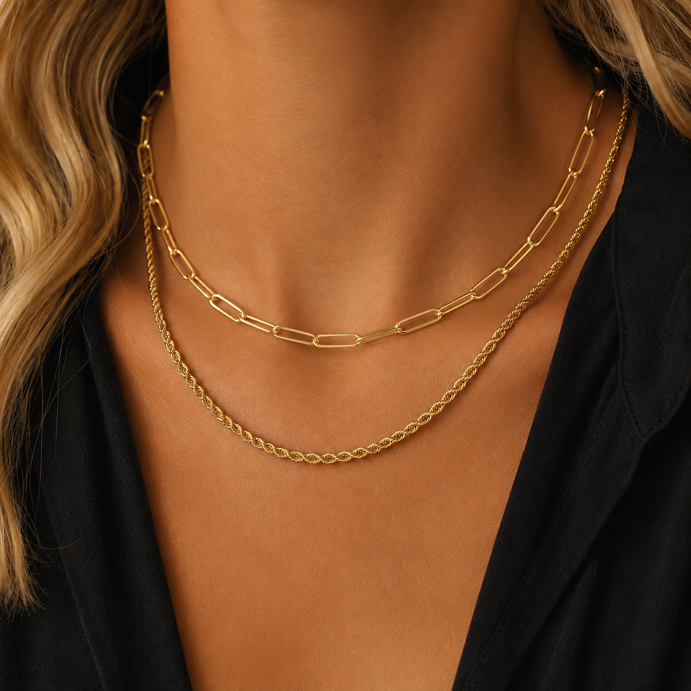 Glownim Chain Necklace Chain Stacking Multiple Thin Chain Ladies Stainless Steel Chain Jewelry,Swim-Friendly, Tarnish Resistant
