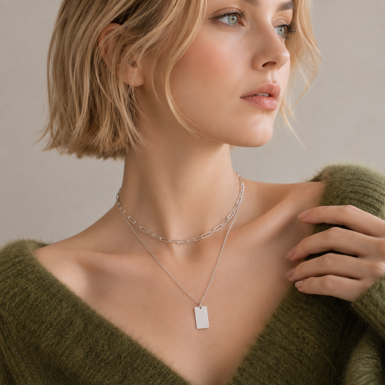 Glownim Layered Chain Choker Necklace for Women Minimalist Stainless Steel,Swim-Friendly, Tarnish Resistant