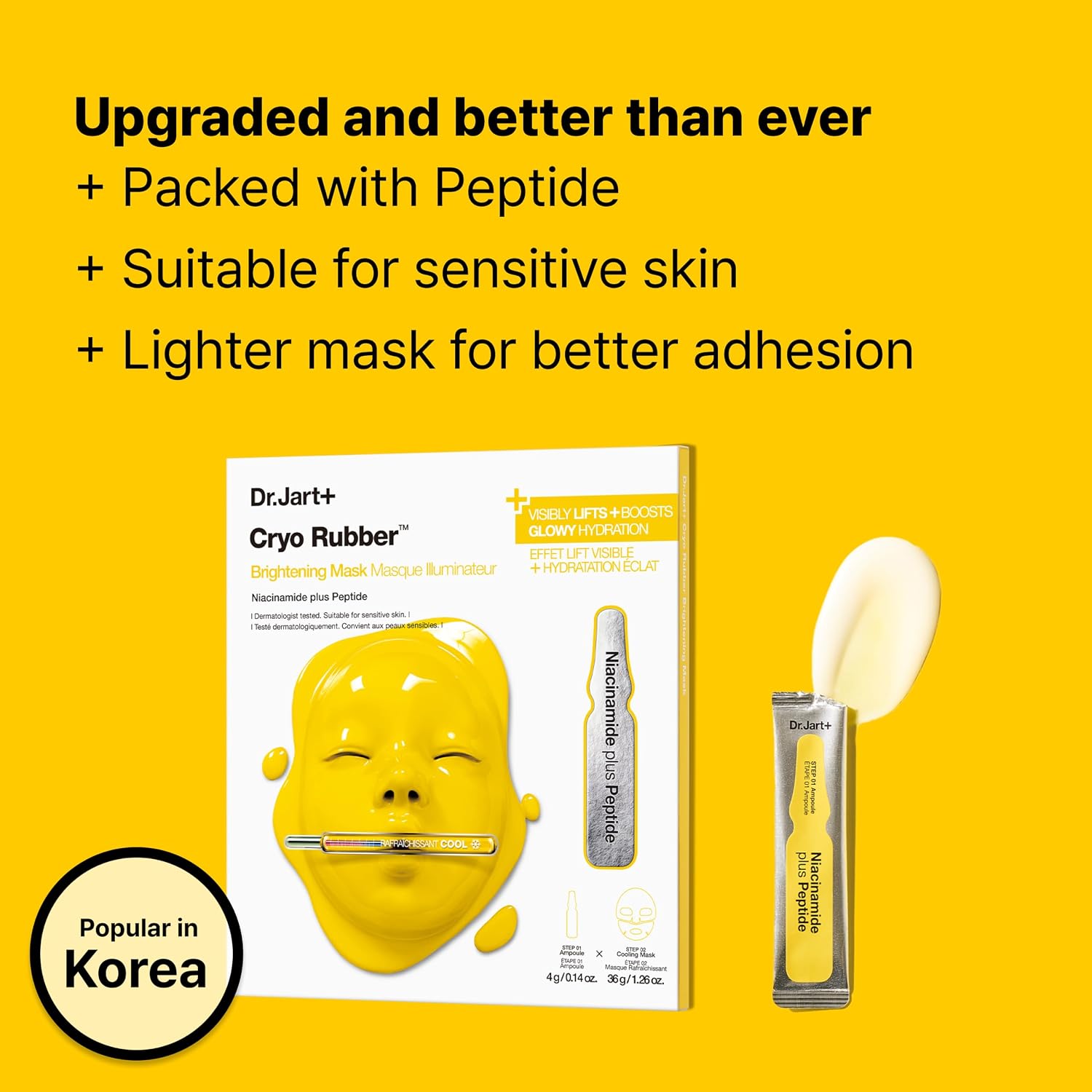 Dr.Jart+ Cryo Rubber Brightening Mask, 4 g Ampoule + 40 g Rubber Mask,1 Sheet|Korean Face Mask