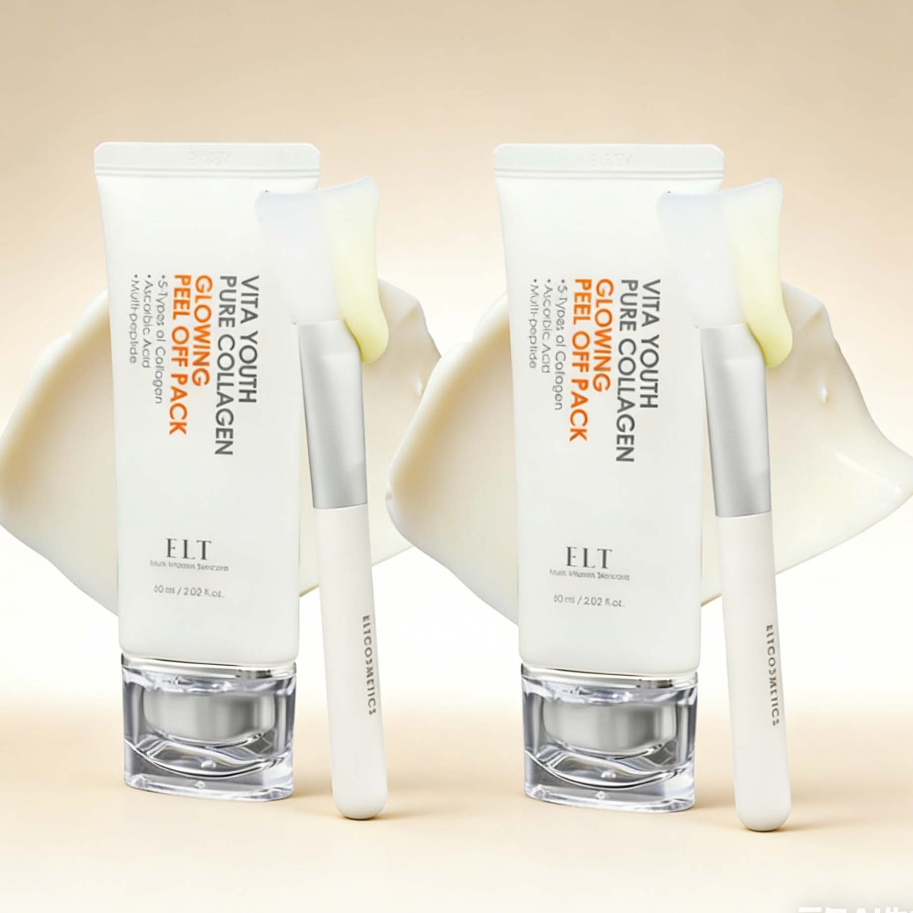 ELT Pure Collagen Peel Off Wrapping Facial Mask 60ml*2 with Silicone Brush