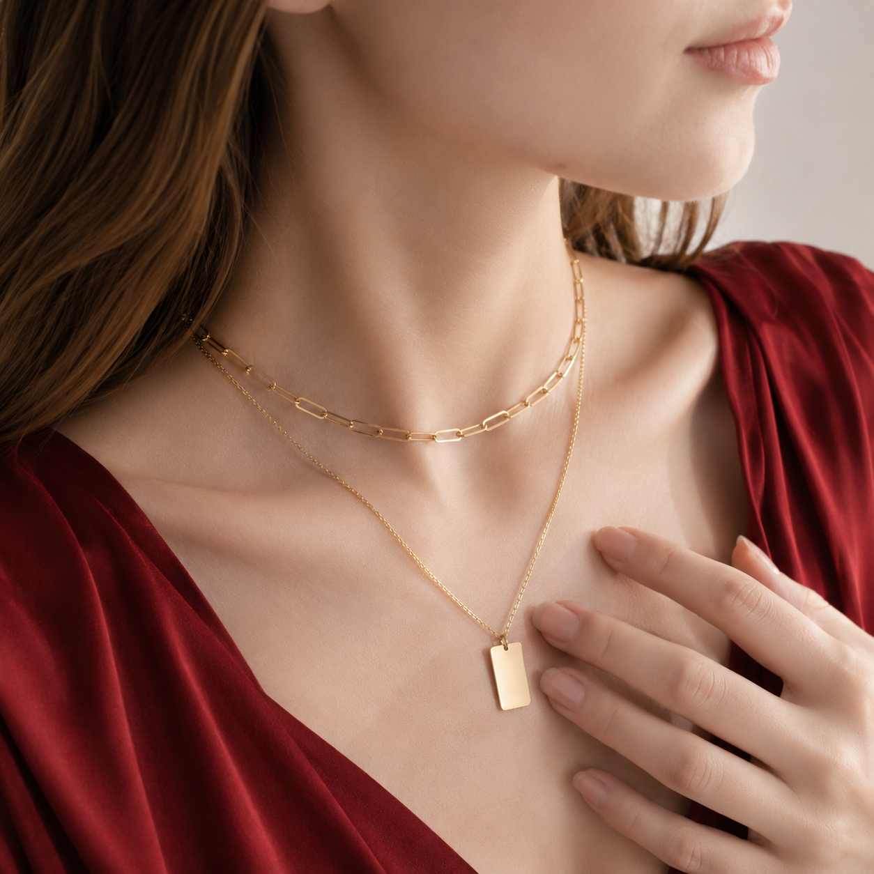 Glownim Layered Chain Choker Necklace for Women Minimalist Stainless Steel,Swim-Friendly, Tarnish Resistant