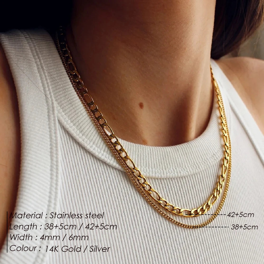 Glownim Chain Necklace Chain Stacking Multiple Thin Chain Ladies Stainless Steel Chain Jewelry,Swim-Friendly, Tarnish Resistant