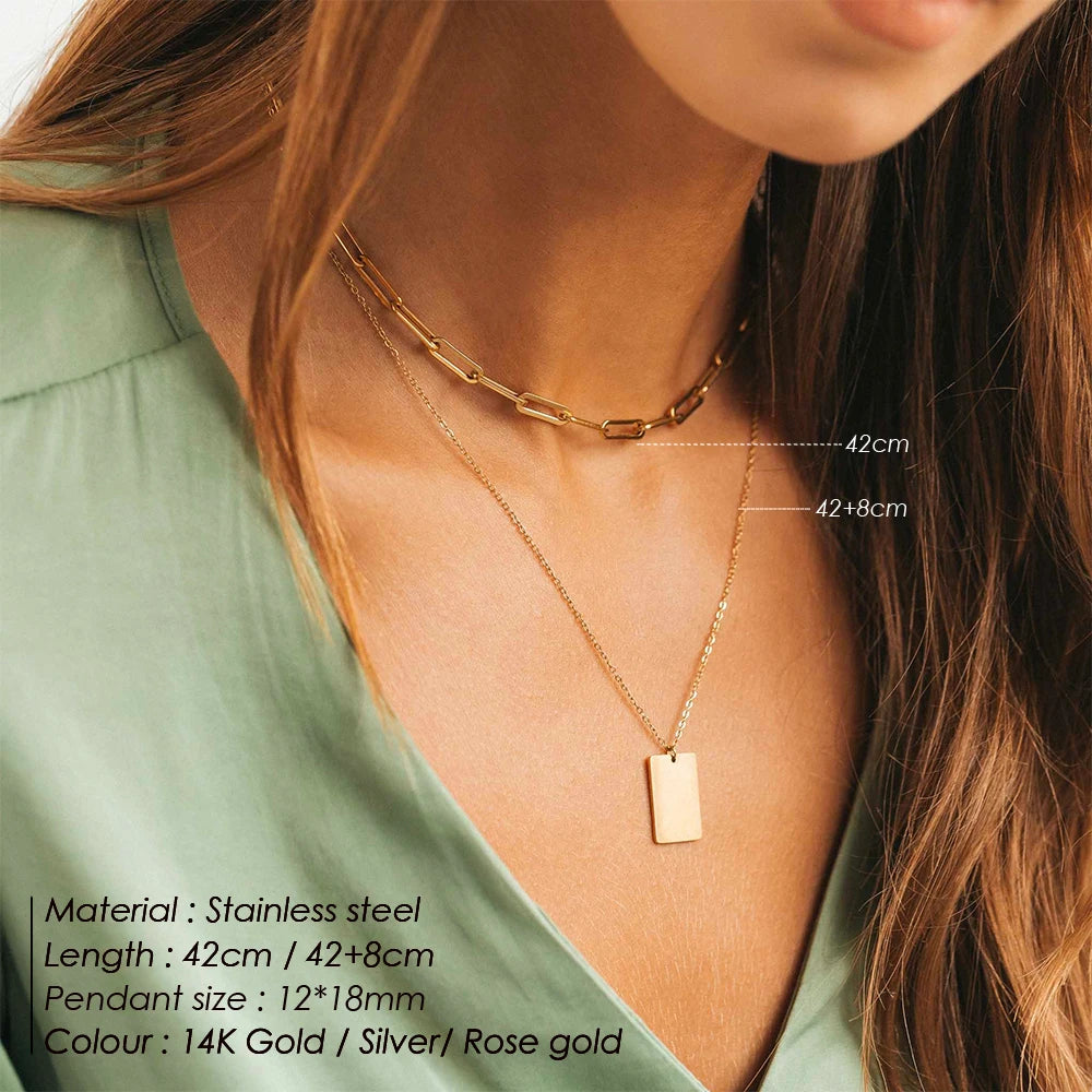 Glownim Layered Chain Choker Necklace for Women Minimalist Stainless Steel,Swim-Friendly, Tarnish Resistant