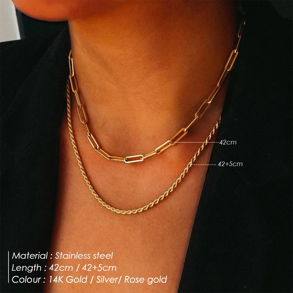 Glownim Chain Necklace Chain Stacking Multiple Thin Chain Ladies Stainless Steel Chain Jewelry,Swim-Friendly, Tarnish Resistant