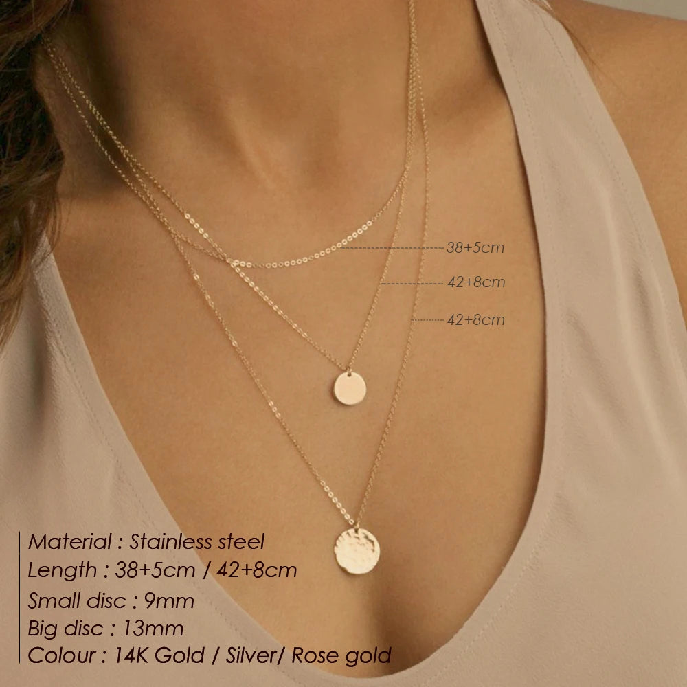 Glownim Layered Necklace Women Pendant & Choker & Chain Necklace Set Fashion Jewelry 3pcs Separated Stainless Steel ,Swim-Friendly, Tarnish Resistant