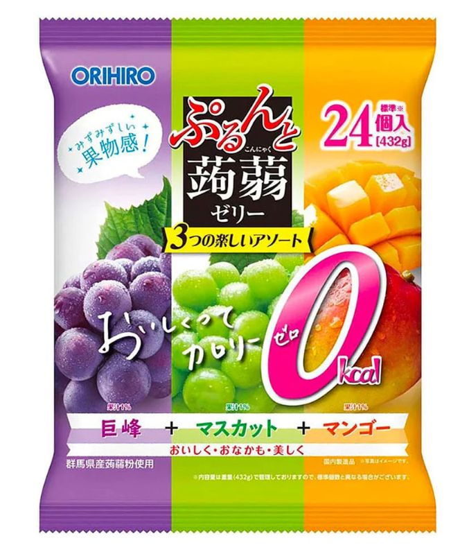 Orihiro Konjac Jelly - 3 Flavors (Kyoho Grape, Muscat, Mango) - 432g*3 bags