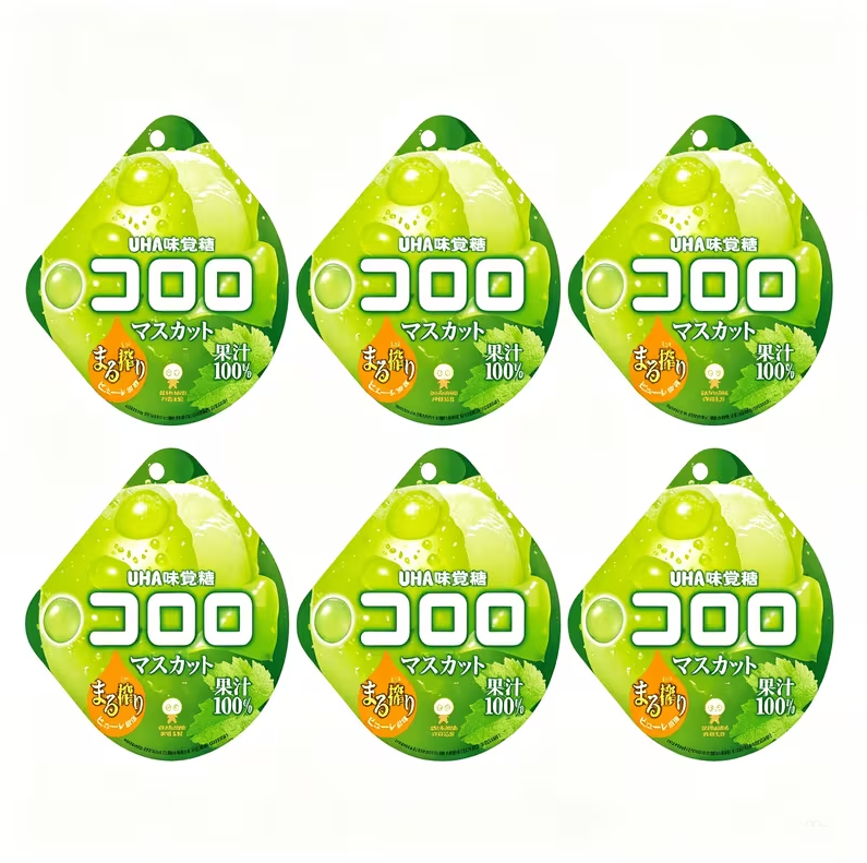 UHA Juicy Gummy Candy Green Grape Flavor - 48g X 6 bags