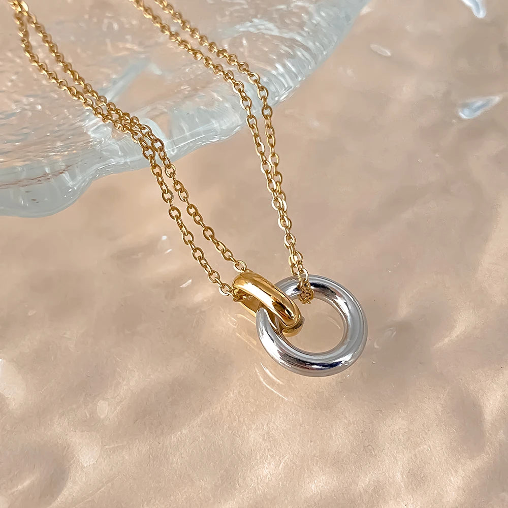 Glownim Stainless Steel Pendant Necklaces For Women Chokers Trend Fashion Festival Party Gift Jewelry