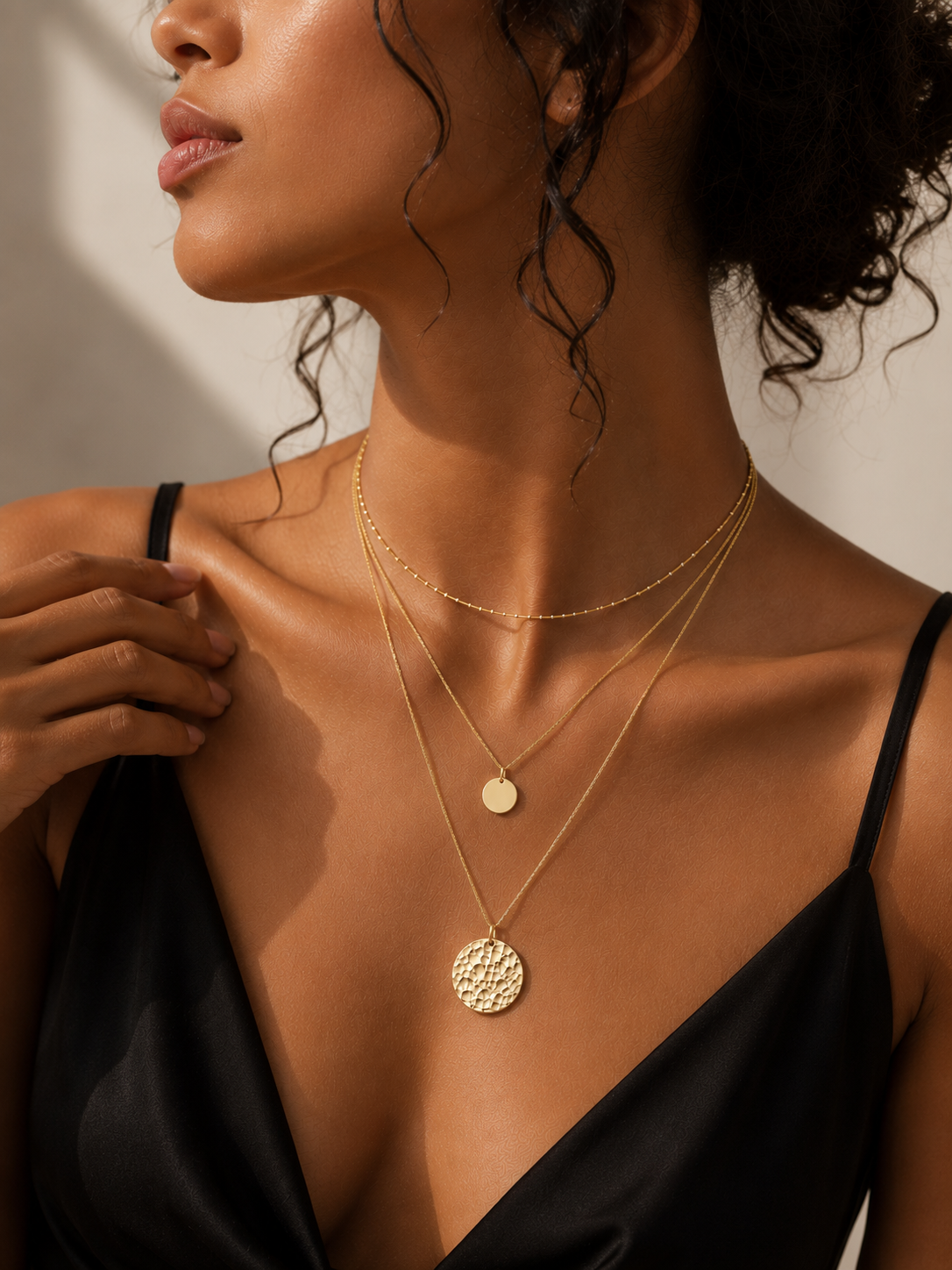 Glownim Layered Necklace Women Pendant & Choker & Chain Necklace Set Fashion Jewelry 3pcs Separated Stainless Steel ,Swim-Friendly, Tarnish Resistant