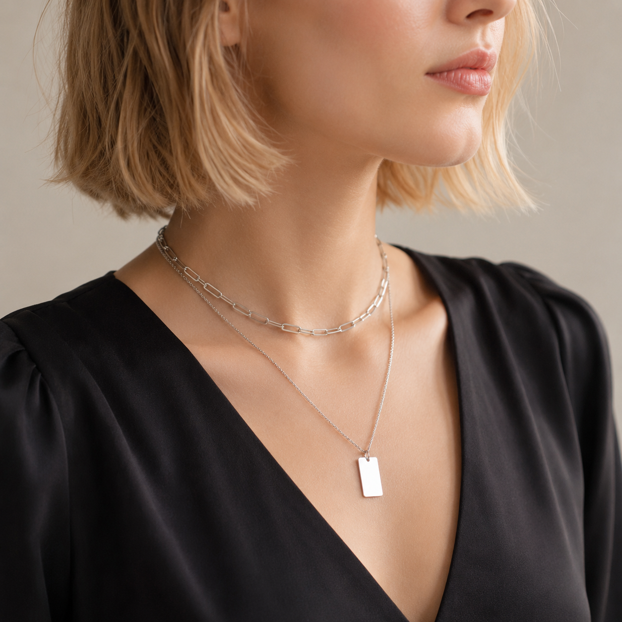 Glownim Layered Chain Choker Necklace for Women Minimalist Stainless Steel,Swim-Friendly, Tarnish Resistant