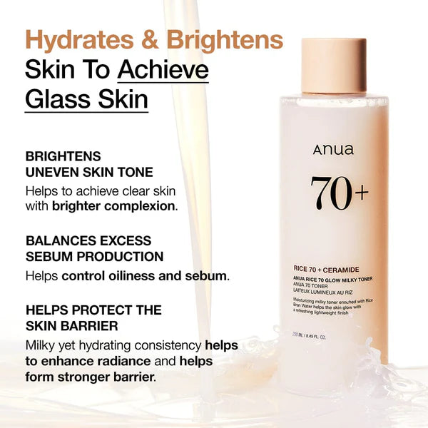 ANUA Rice 70 Glow Milky Toner, 250ml