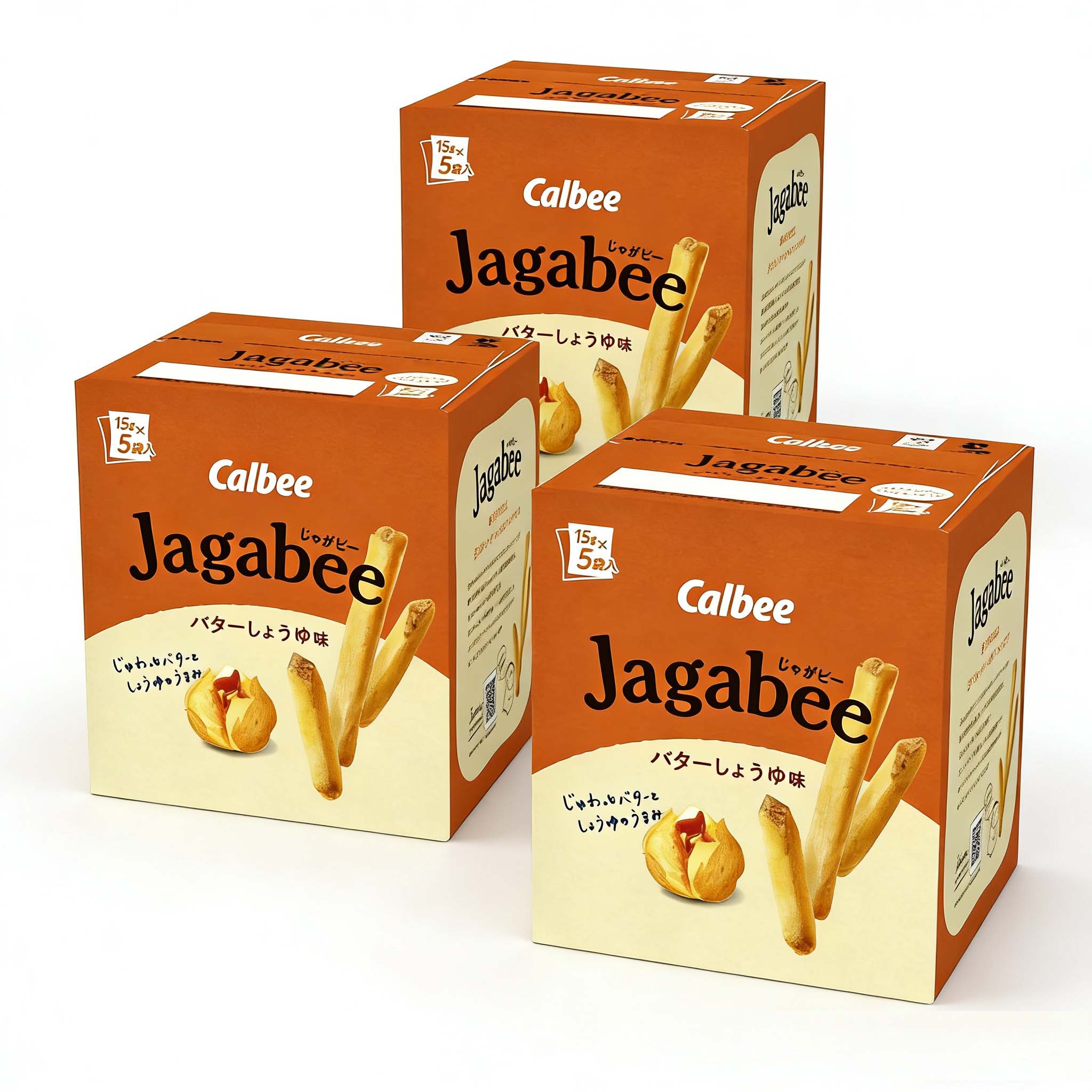 Calbee Jagabee Potato Sticks Snack Butter Soy Sauce (Pack of 3)