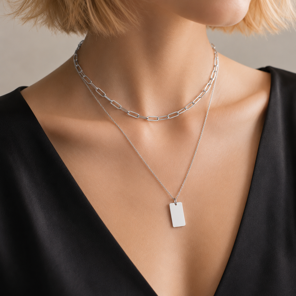 Glownim Layered Chain Choker Necklace for Women Minimalist Stainless Steel,Swim-Friendly, Tarnish Resistant