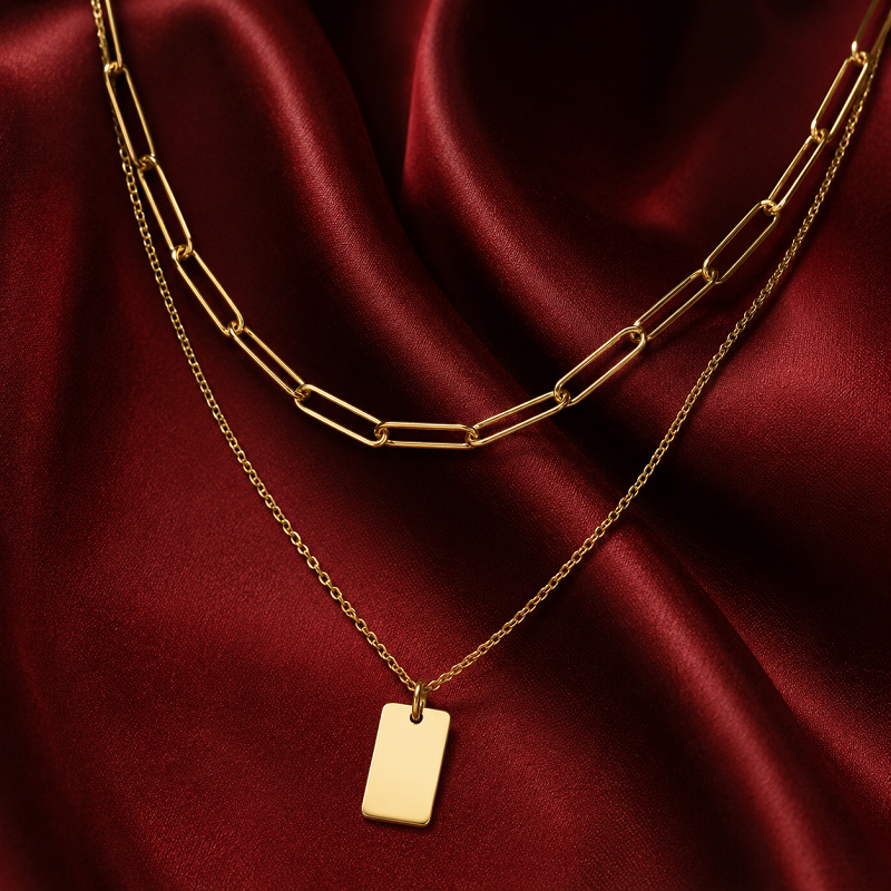 Glownim Layered Chain Choker Necklace for Women Minimalist Stainless Steel,Swim-Friendly, Tarnish Resistant