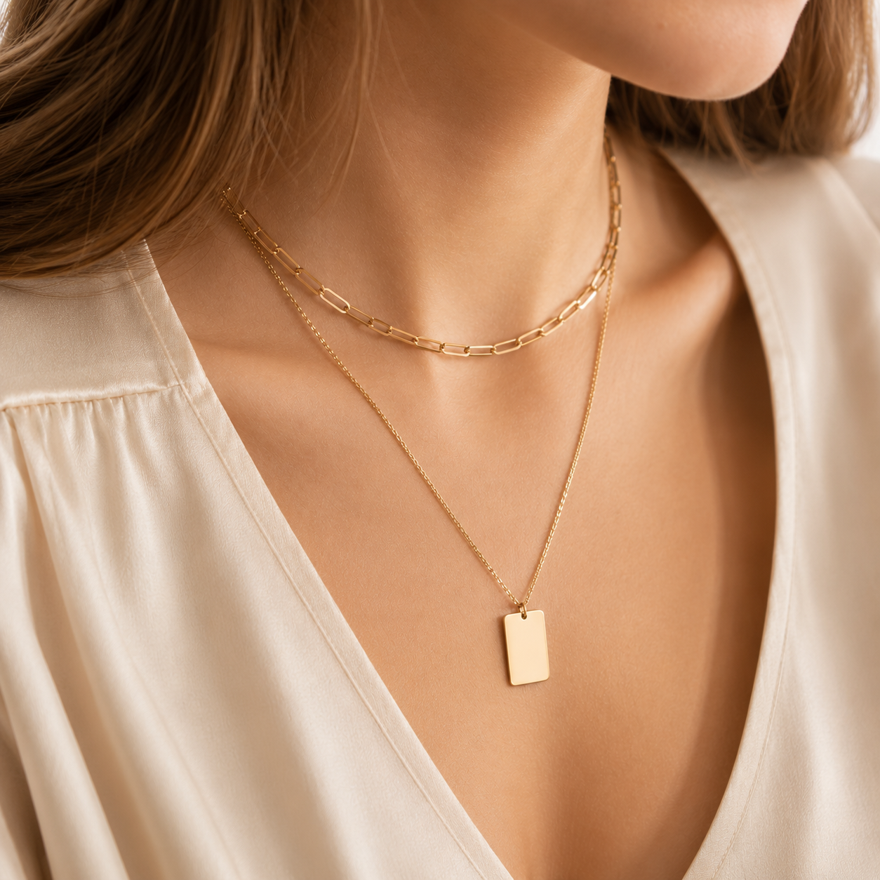 Glownim Layered Chain Choker Necklace for Women Minimalist Stainless Steel,Swim-Friendly, Tarnish Resistant