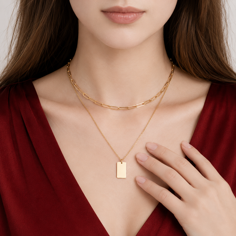 Glownim Layered Chain Choker Necklace for Women Minimalist Stainless Steel,Swim-Friendly, Tarnish Resistant