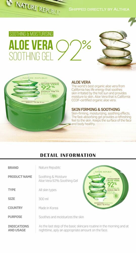 Nature Republic Aloe Vera 92% Soothing Gel 300ml
