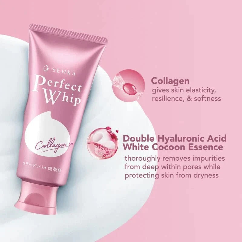 Japanese Shiseido Senka Perfect Whip Collagen Facial Wash Powder, 120g